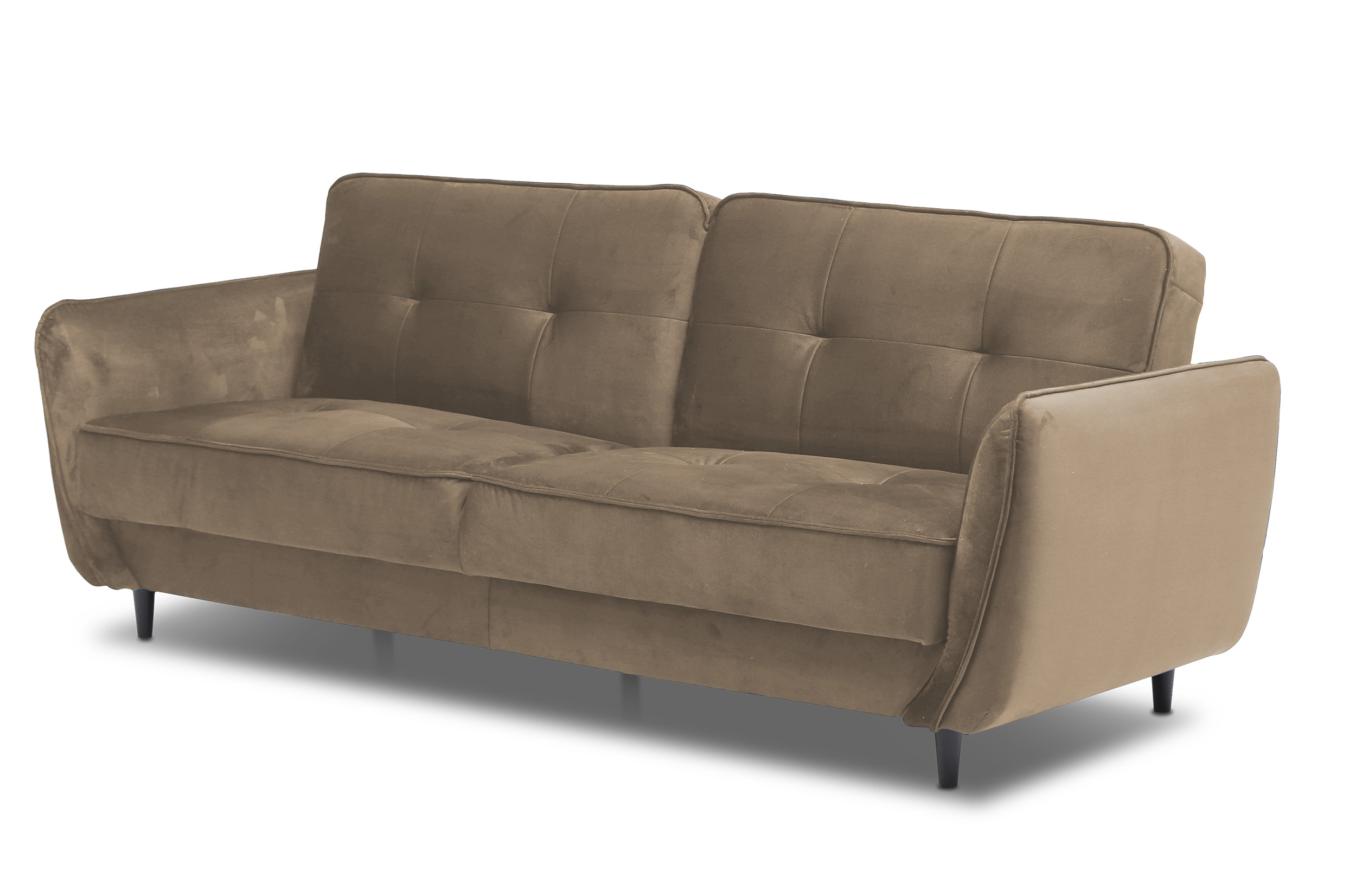 Wersalka rozkładana Topares z pojemnikiem brązowa welur hydrofobowy - zdjęcie 1