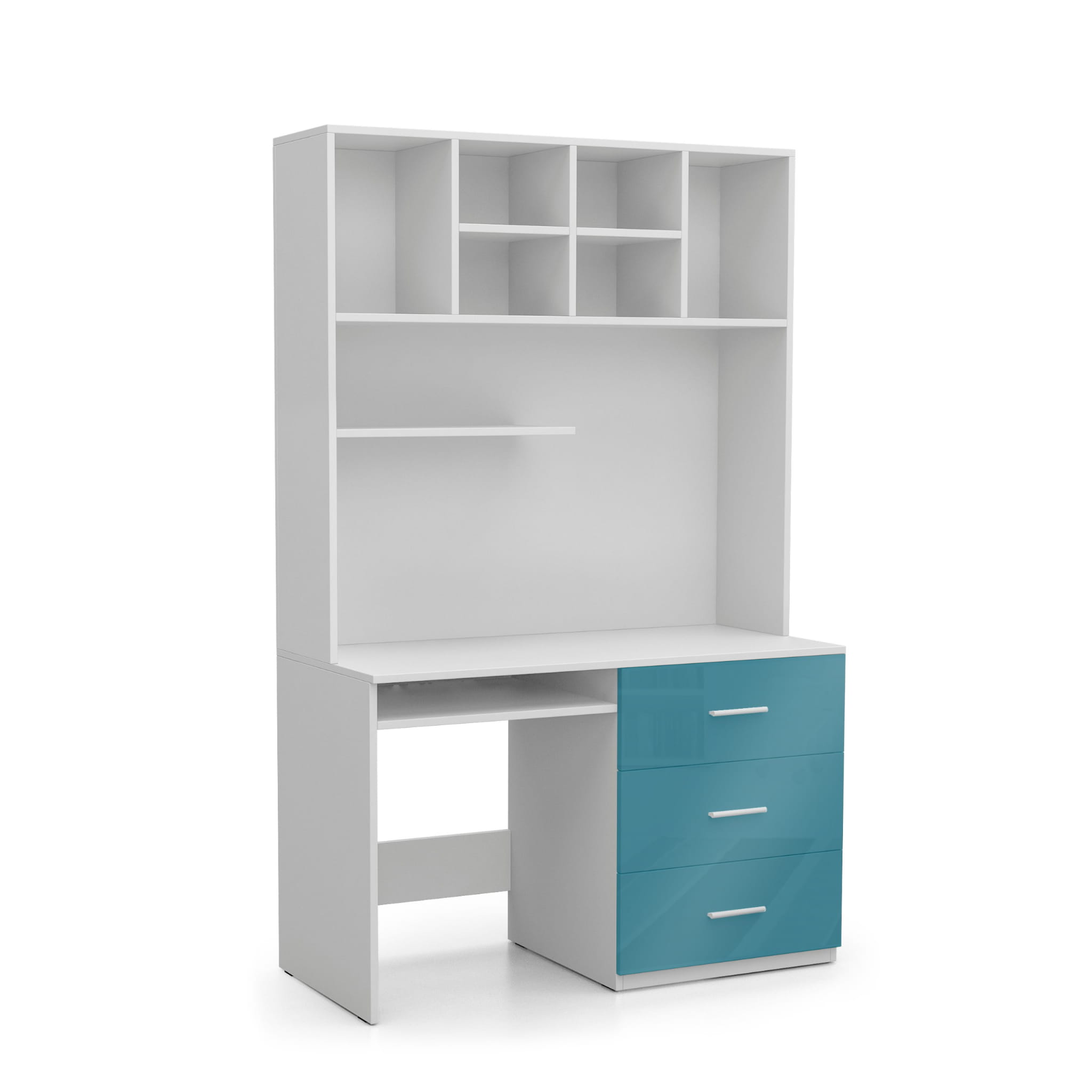 Biurko Melidre 120x60 cm z nadstawką Turkusowy  - zdjęcie 1