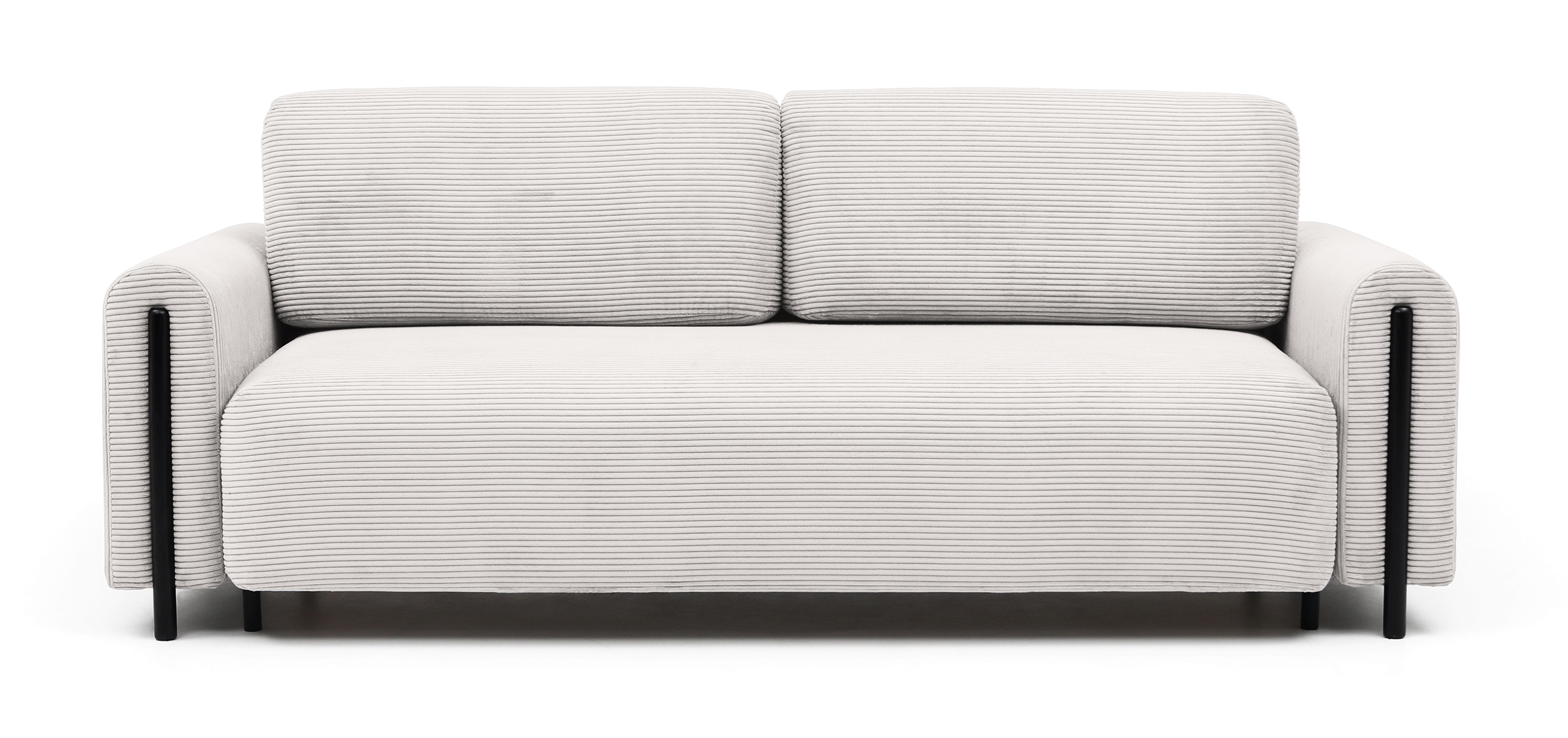 Kanapa rozkładana trzyosobowa Cavalese z pojemnikiem na czarnych nóżkach kremowa sztruks - zdjęcie 1