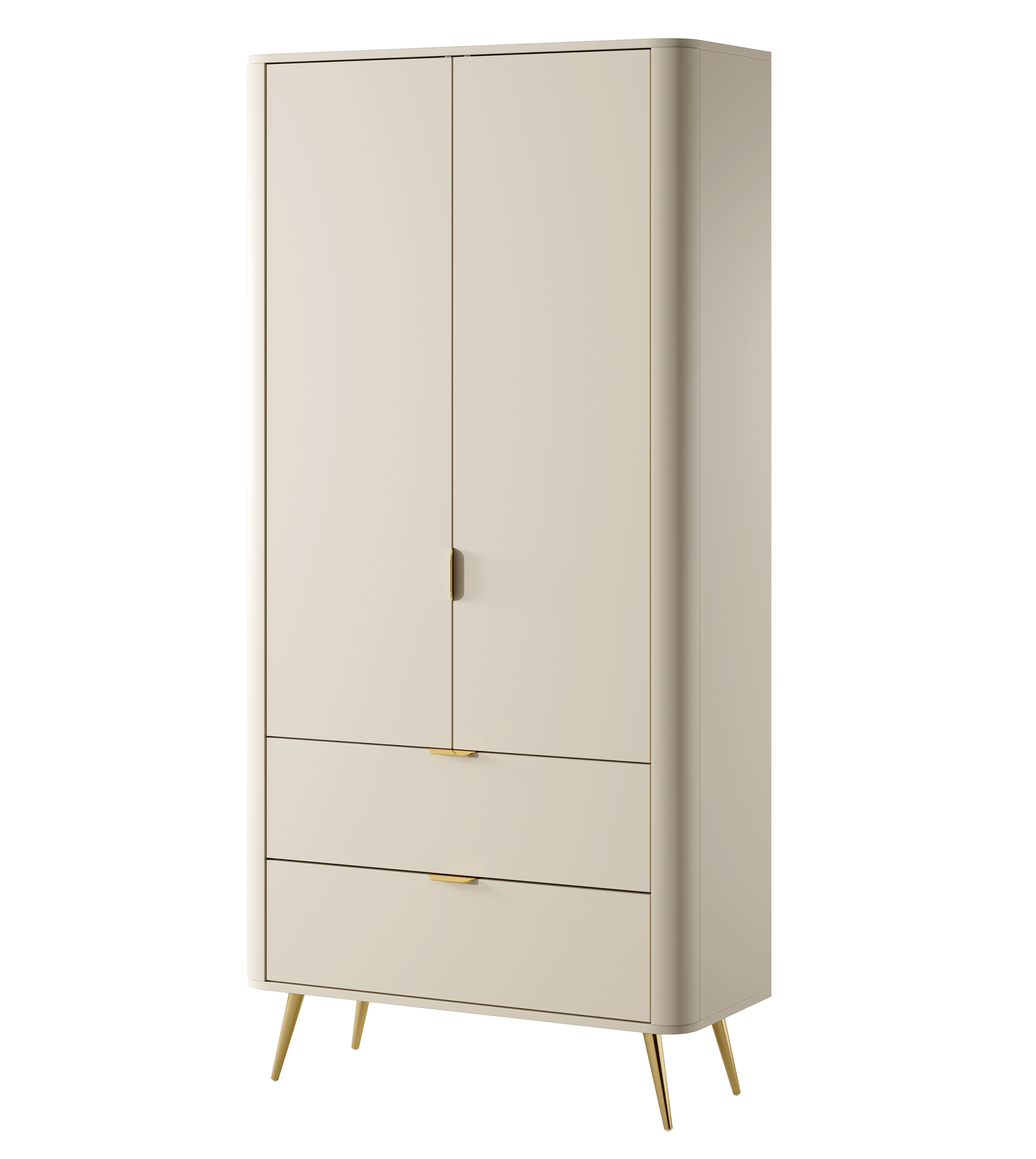 Szafa dwudrzwiowa Oval z szufladami 92 cm Beżowy - zdjęcie 1