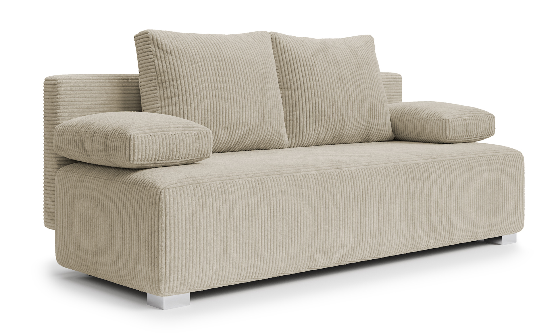 Kanapa rozkladana Farmosa z funkcją spania i pojemnikiem na pościel szarobeżowa sztruks - zdjęcie 1