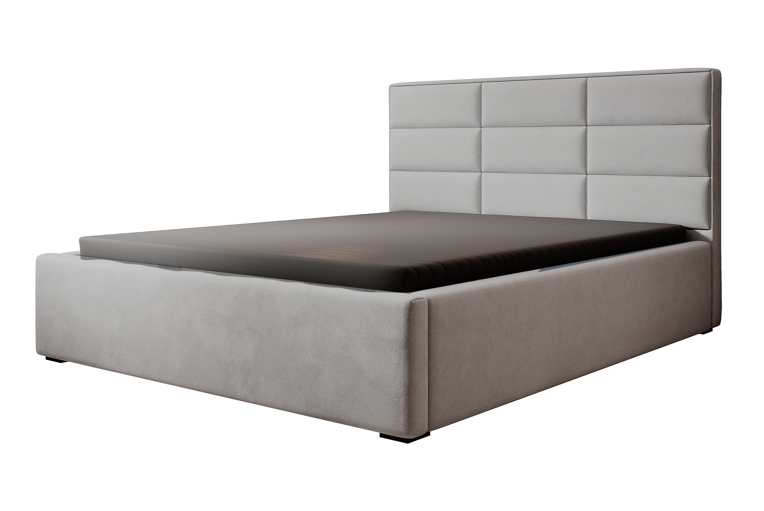 Łóżko tapicerowane 200x200 cm Suvereto z pojemnikiem hydrofobowe szare - zdjęcie 1