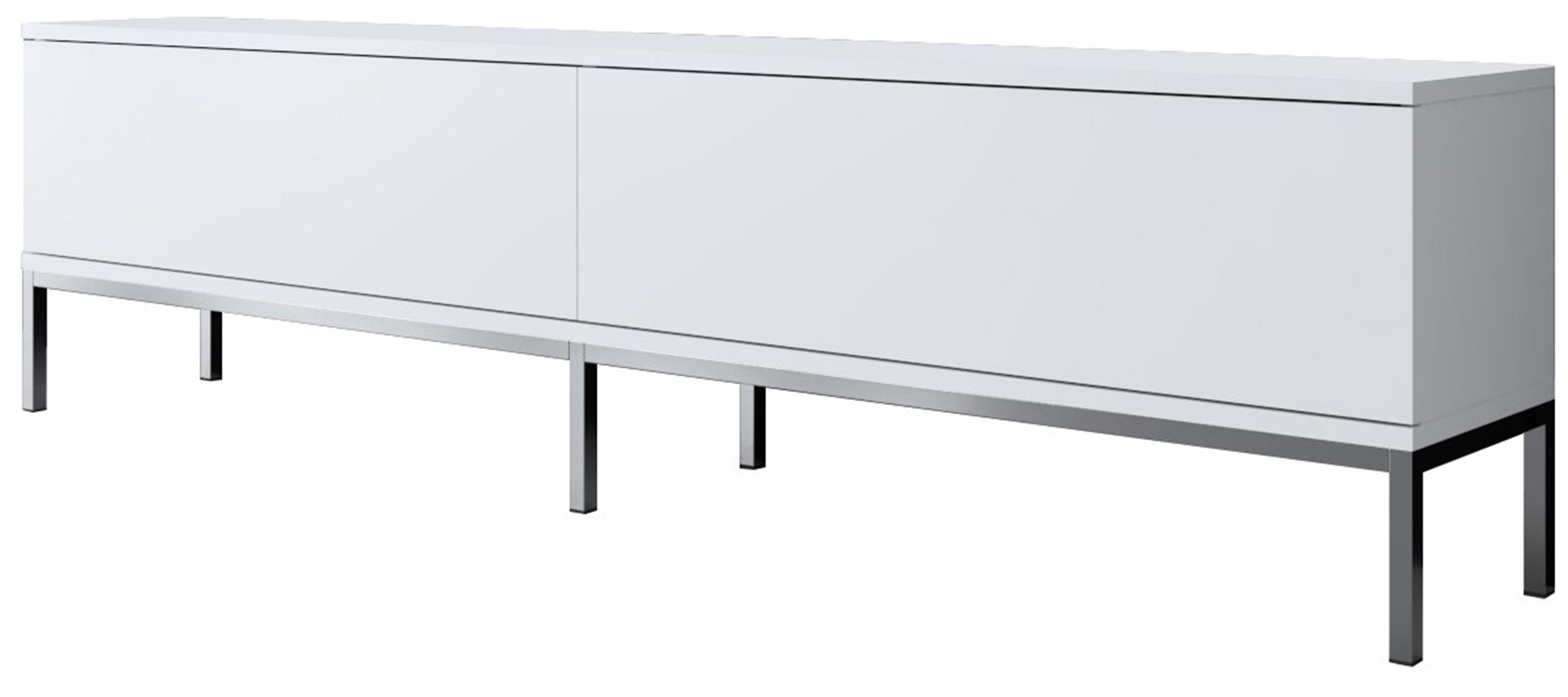 Szafka RTV Ferrostis na srebrnych metalowych nogach biała - zdjęcie 1