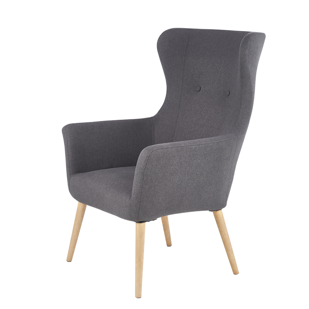Fotel Emifban na drewnianych nogach - ciemnoszare tapicerowanie