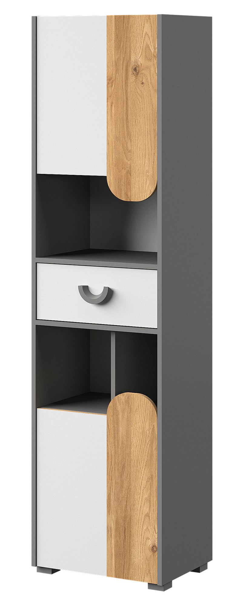 Regał młodzieżowy Gamona 50 cm zamykany z szufladą jasny grafit / dąb nash / biały - zdjęcie 1