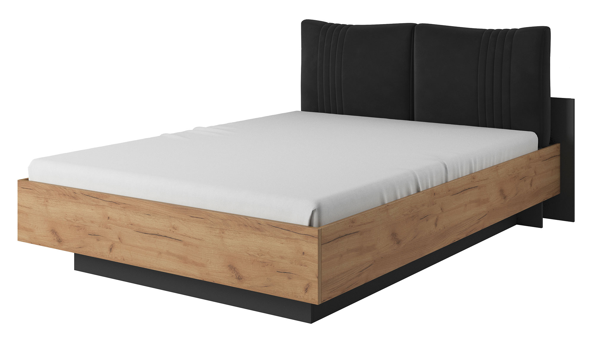 Łóżko ze stelażem Glorty 160x200 cm antracyt / dąb craft złoty - zdjęcie 1