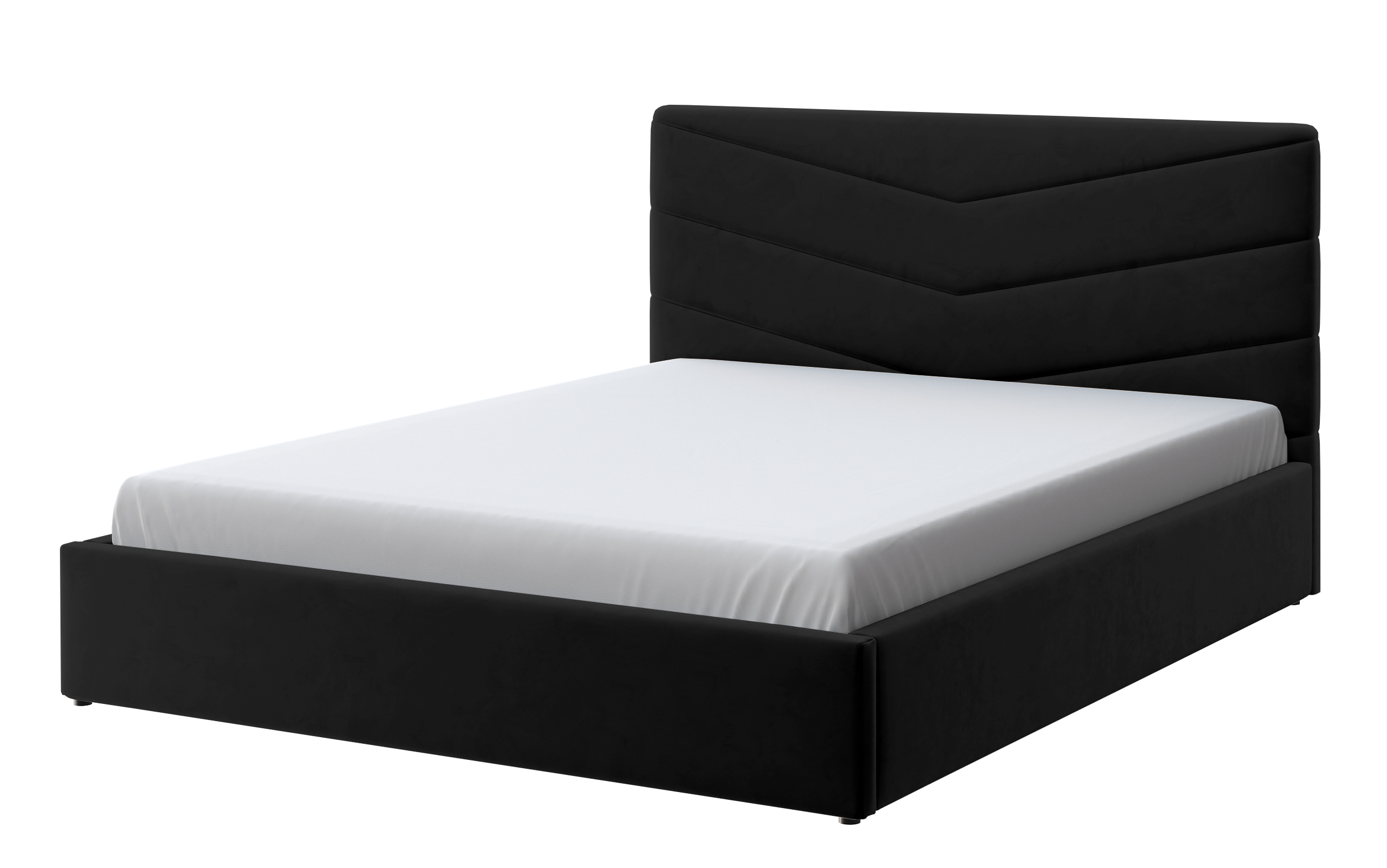 Łóżko tapicerowane Lottaro czarne 140x200 z pojemnikiem stelaż metalowy podnośnik gazowy welur