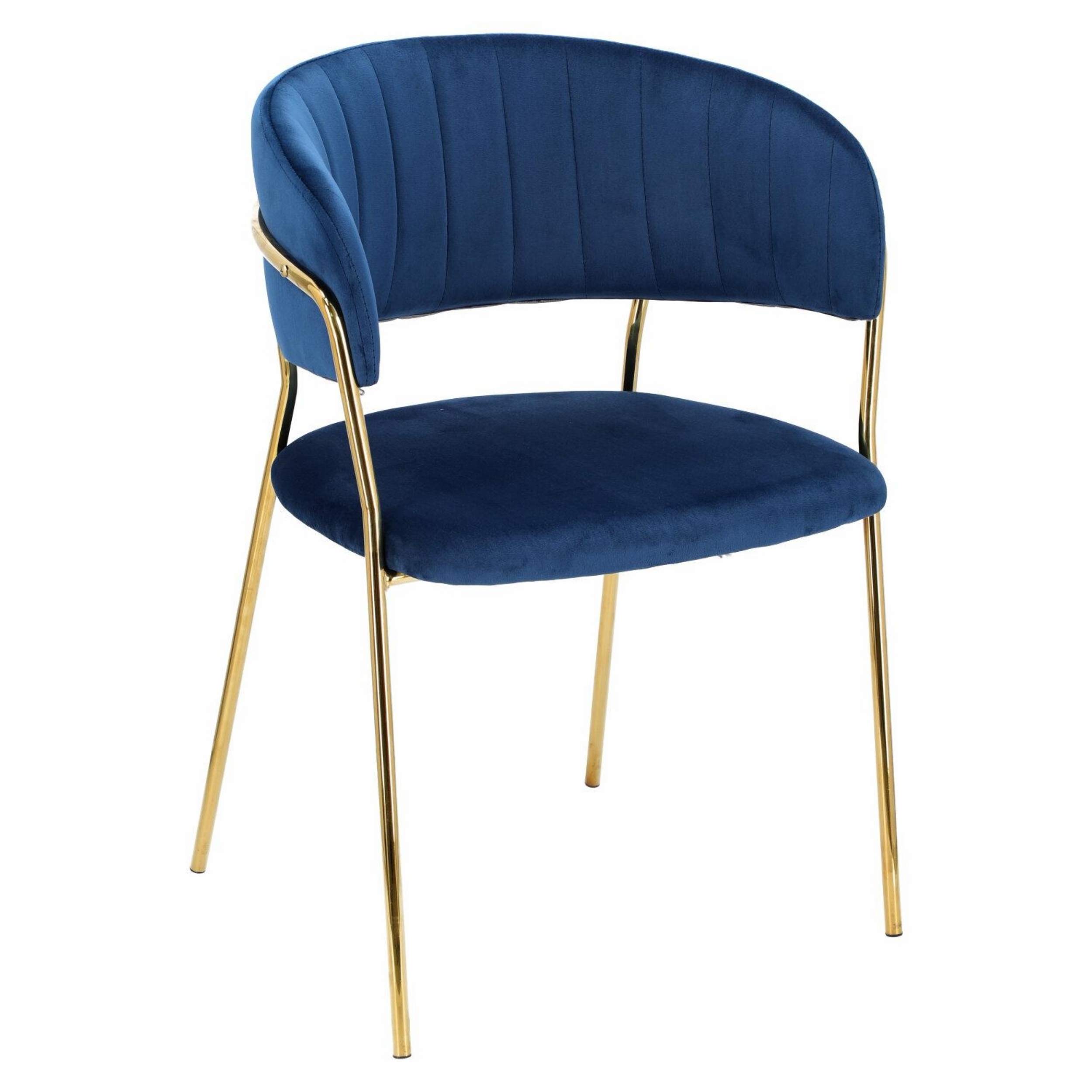 Krzesło tapicerowane Ionsky niebieskie na złotych nogach