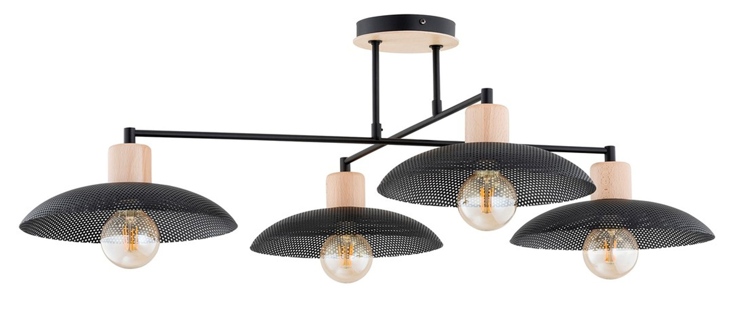 Lampa wisząca Kobe czarna z drewnianymi wstawkami x4 - zdjęcie 1