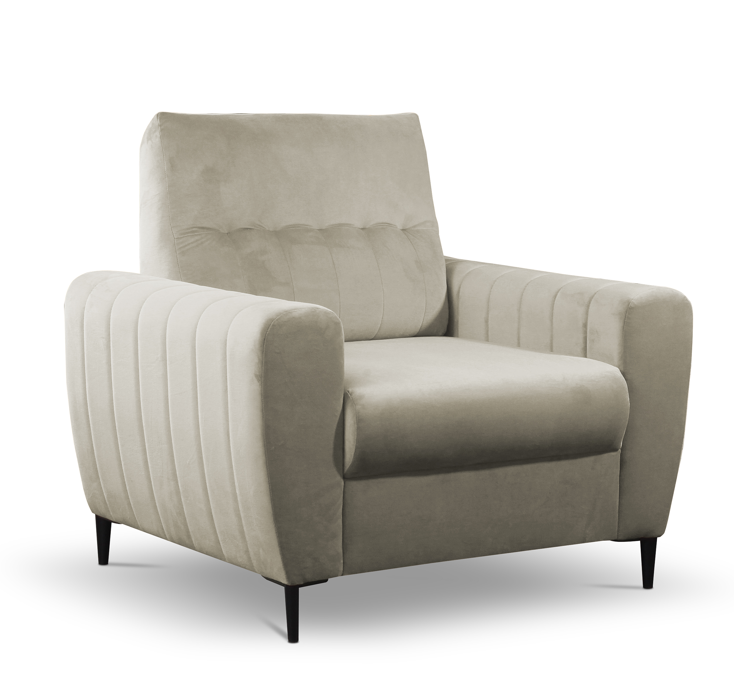 Fotel kubełkowy Laretta  kremowy velvet - zdjęcie 1