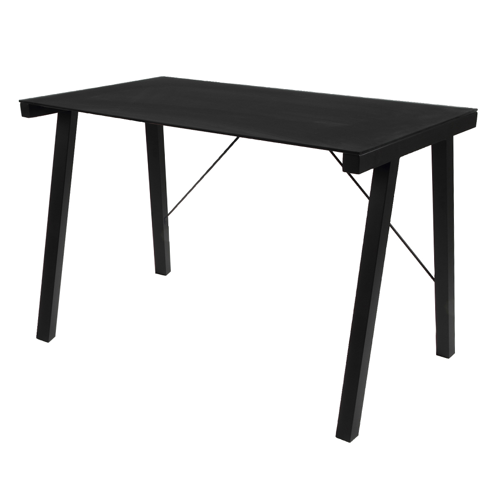 Biurko Badre 125x65 cm czarne ze szklanym blatem - zdjęcie 1