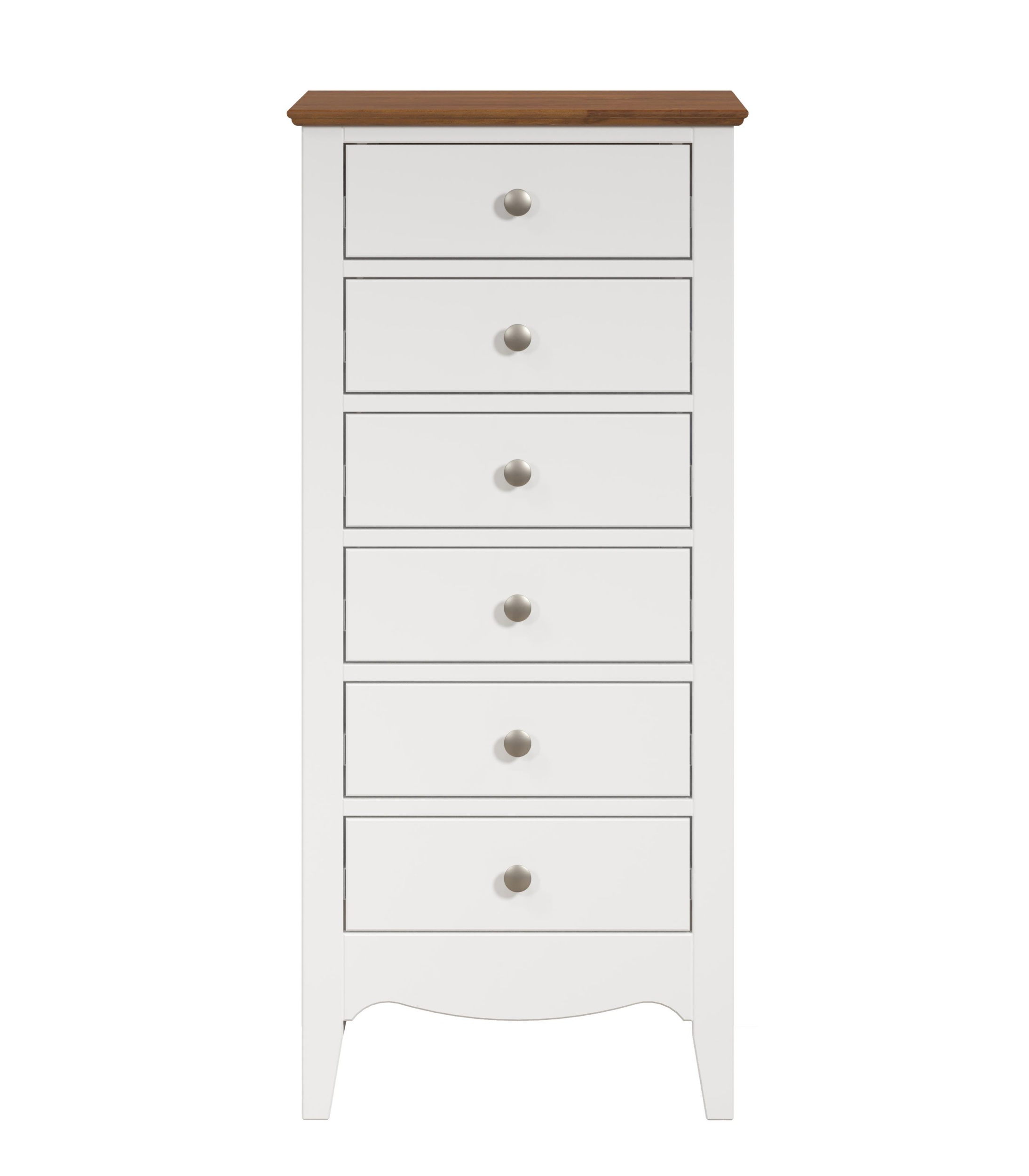 Komoda wysoka Stevers z sześcioma szufladami biały mat/ sosna lita - zdjęcie 1