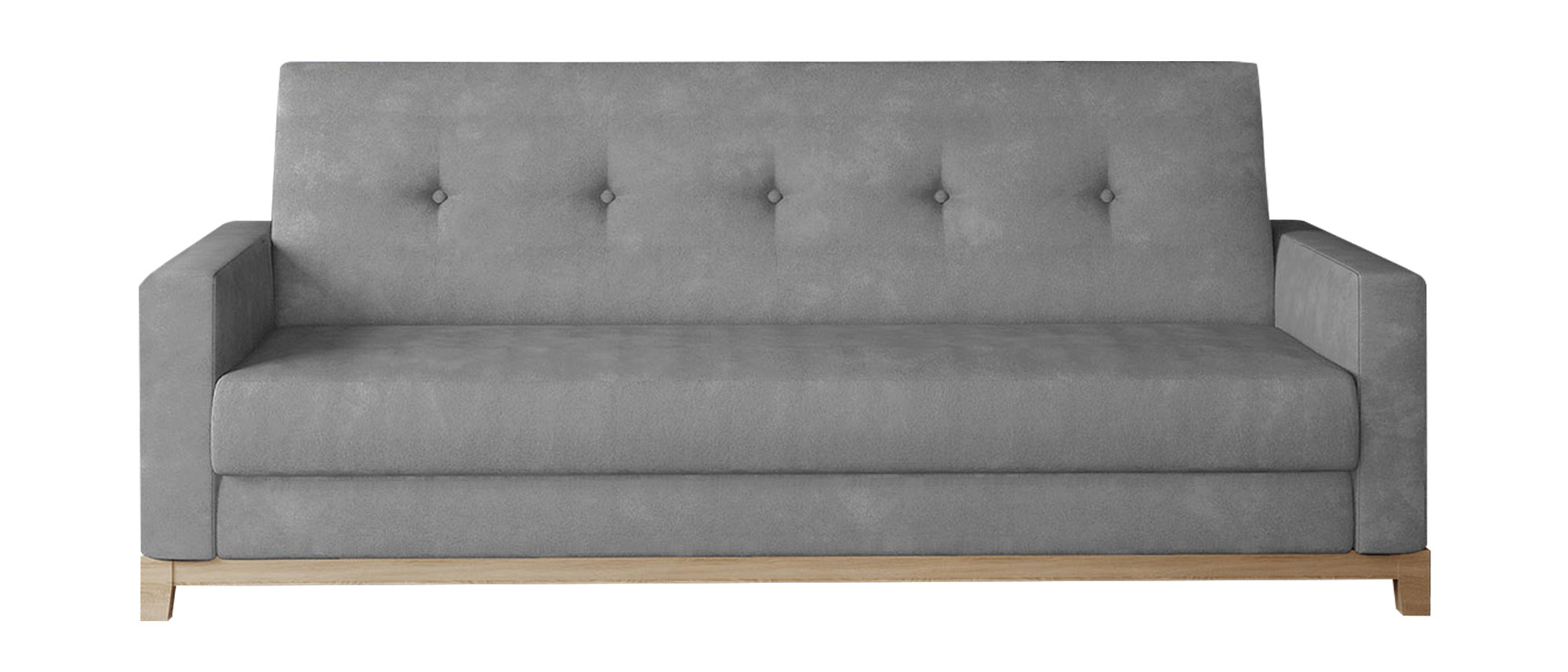 Wersalka rozkładana Sadalbari 216 cm z pojemnikiem na bukowych nogach szara - zdjęcie 1