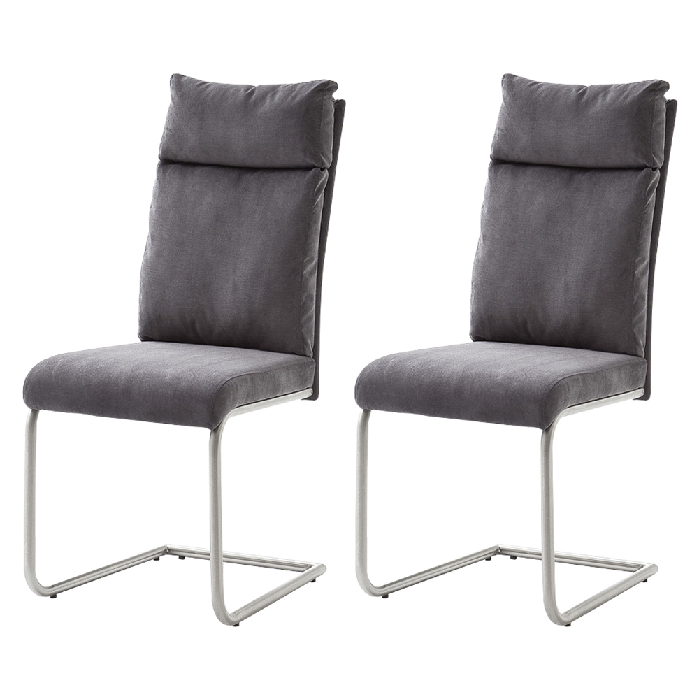 Zestaw dwóch krzeseł tapicerowanych na płozach Volutina grafitowe - zdjęcie 1