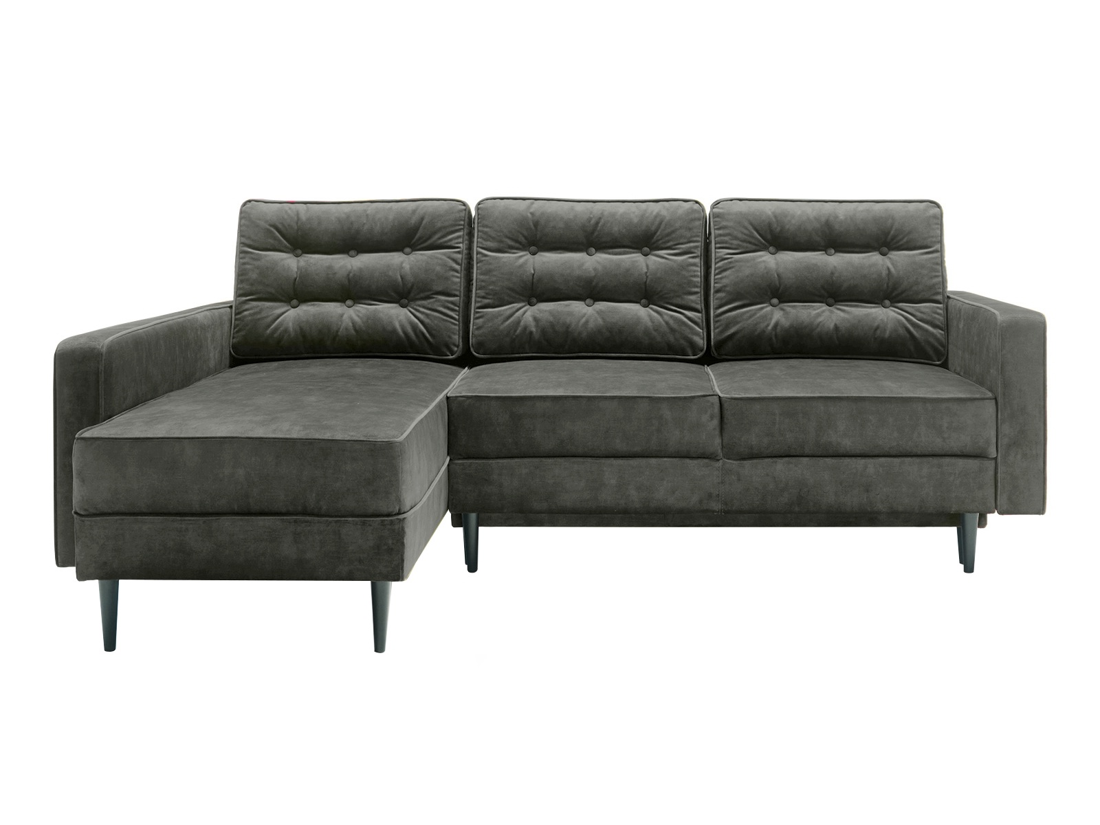 Narożnik z funkcją spania Juttic 227 cm L-kształtny z pojemnikiem szary welwet lewostronny - zdjęcie 1