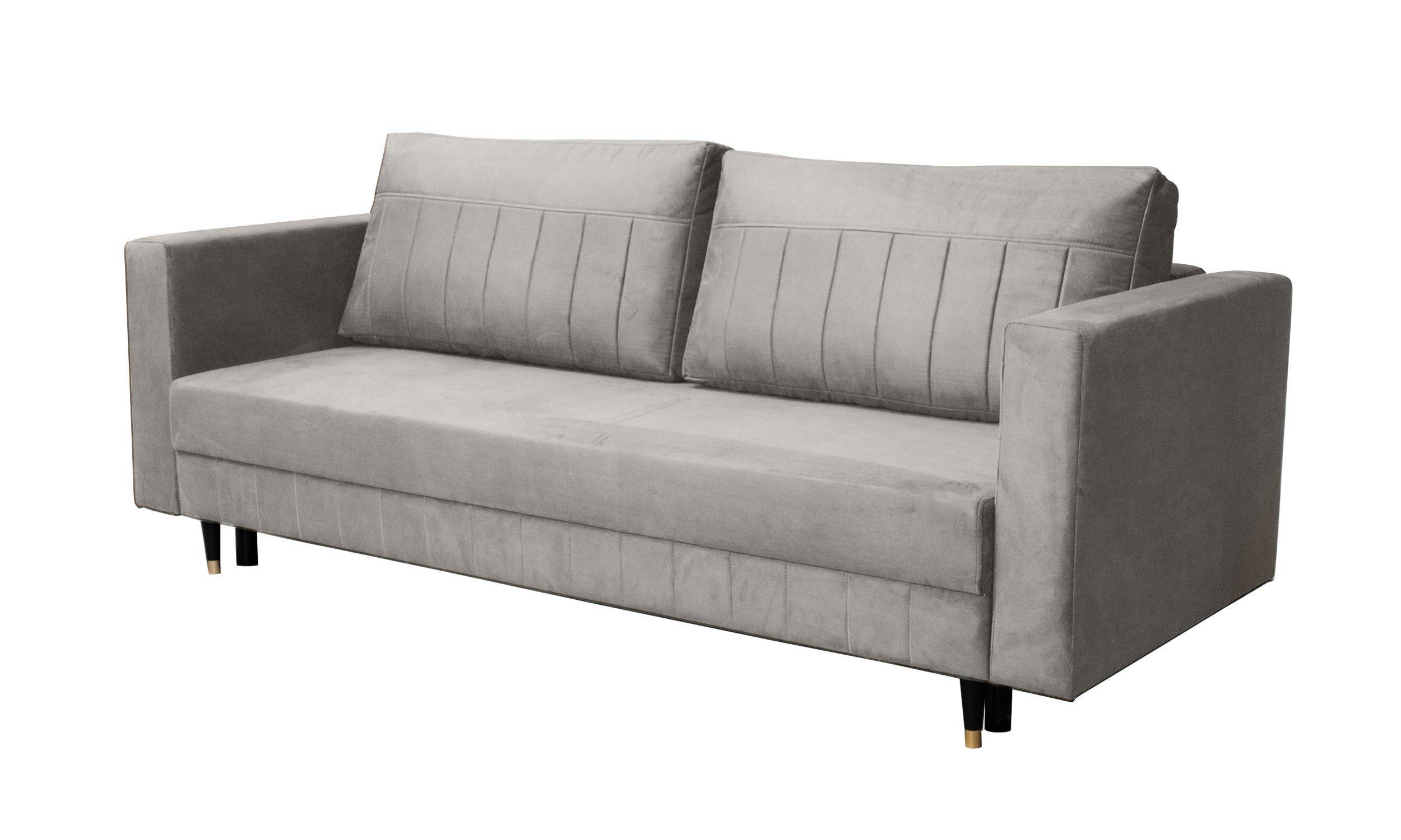 Kanapa rozkładana trzyosobowa Mullino z pojemnikiem szara - zdjęcie 1