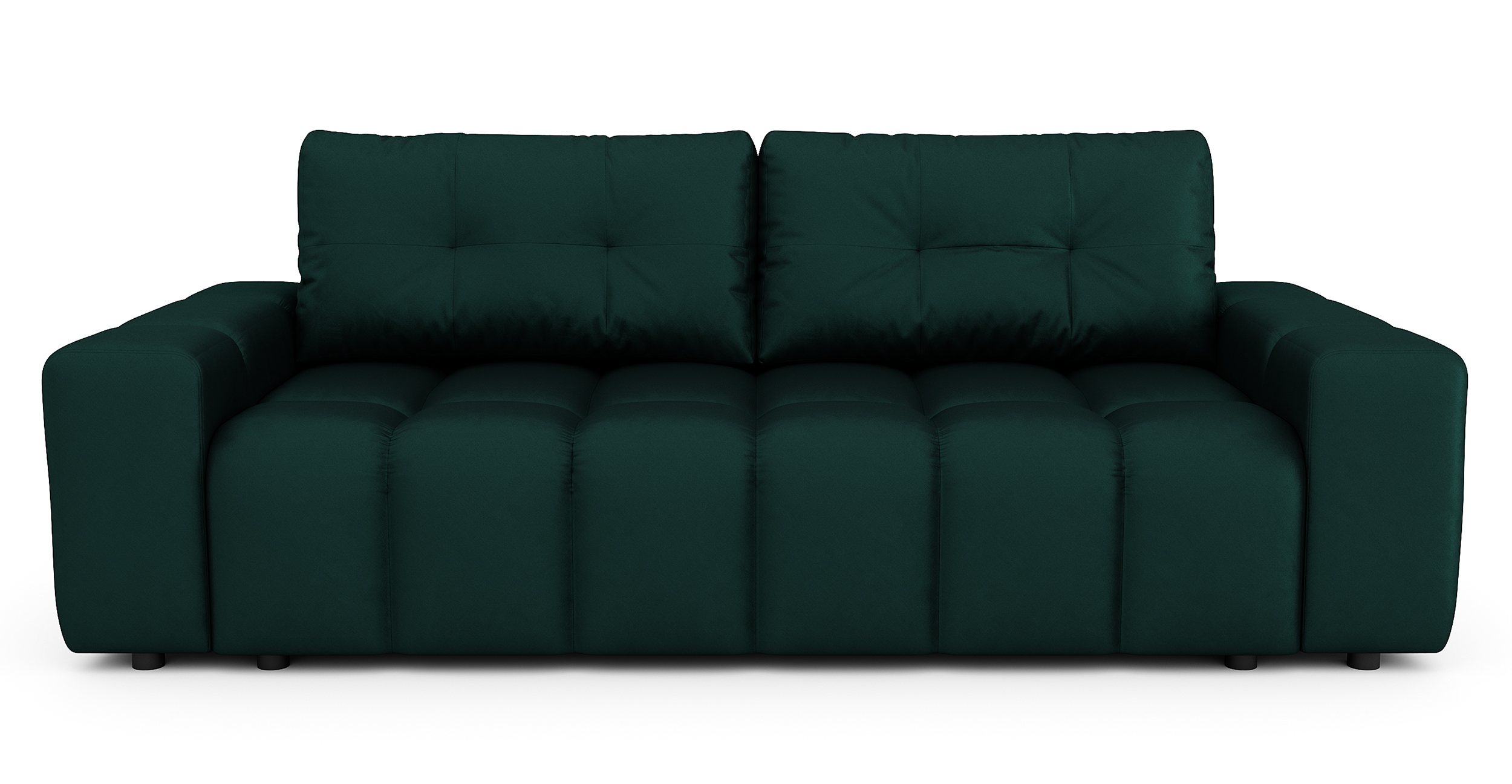 Kanapa rozkładana trzyosobowa Barreto zielona velvet hydrofobowy z pojemnikiem  - zdjęcie 1