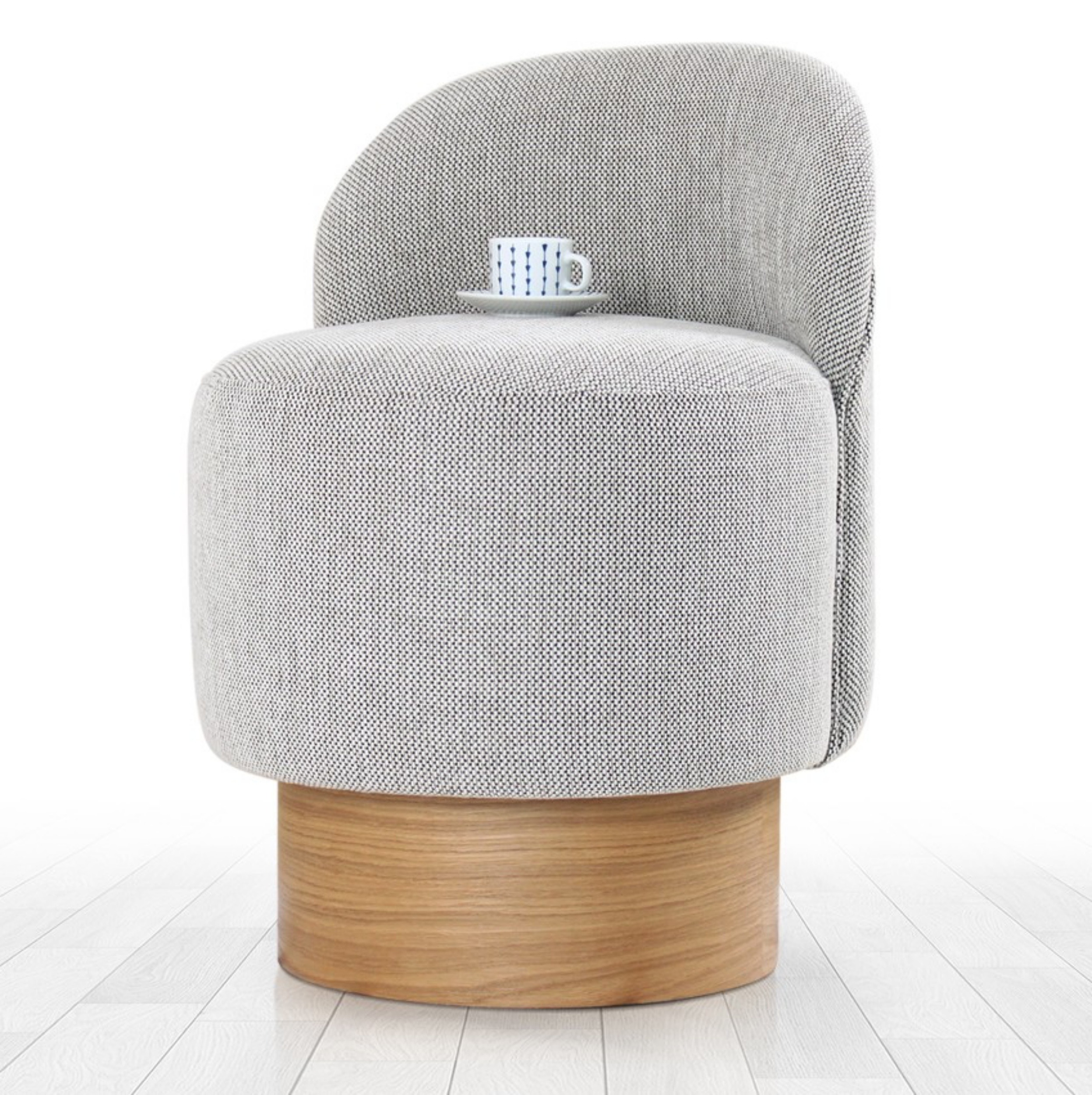 Pufa z oparciem Gralarily szara - zdjęcie 1