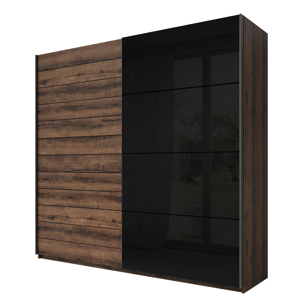 Szafa Stamlai z frontem dąb monastery i czarnym w połysku - zdjęcie 1