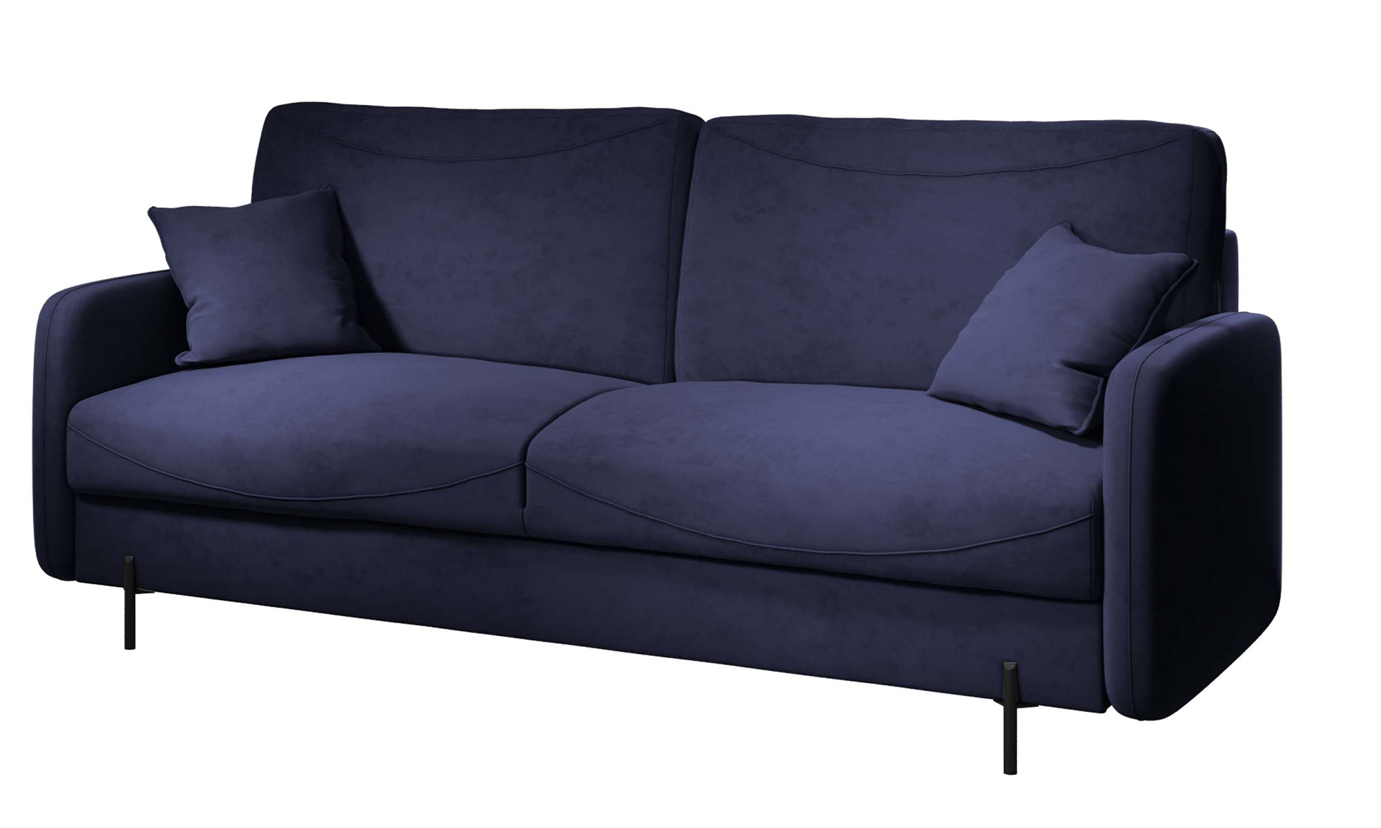 Kanapa rozkładana trzyosobowa Barcuzzi z pojemnikiem granatowa welur hydrofobowy - zdjęcie 1