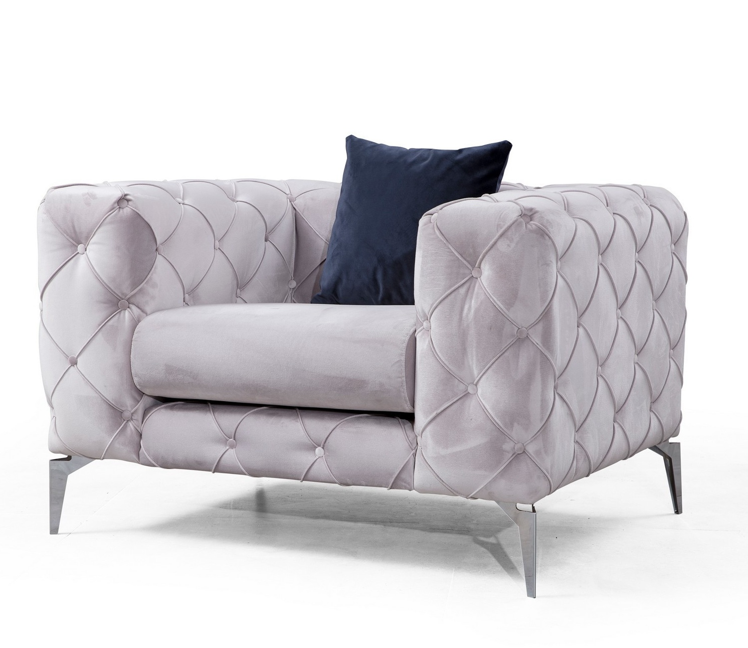 Fotel kubełkowy Chopage pikowany jasnoszary - zdjęcie 1