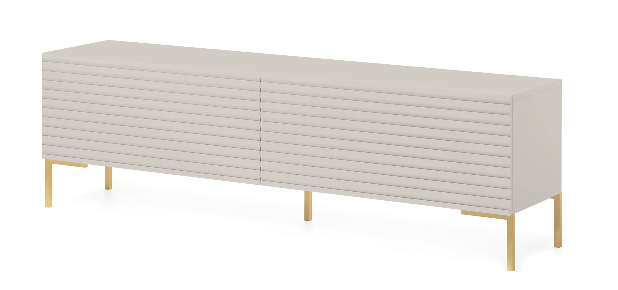 Szafka RTV Lammelo 140 cm szary beż ze złotymi nogami - zdjęcie 1