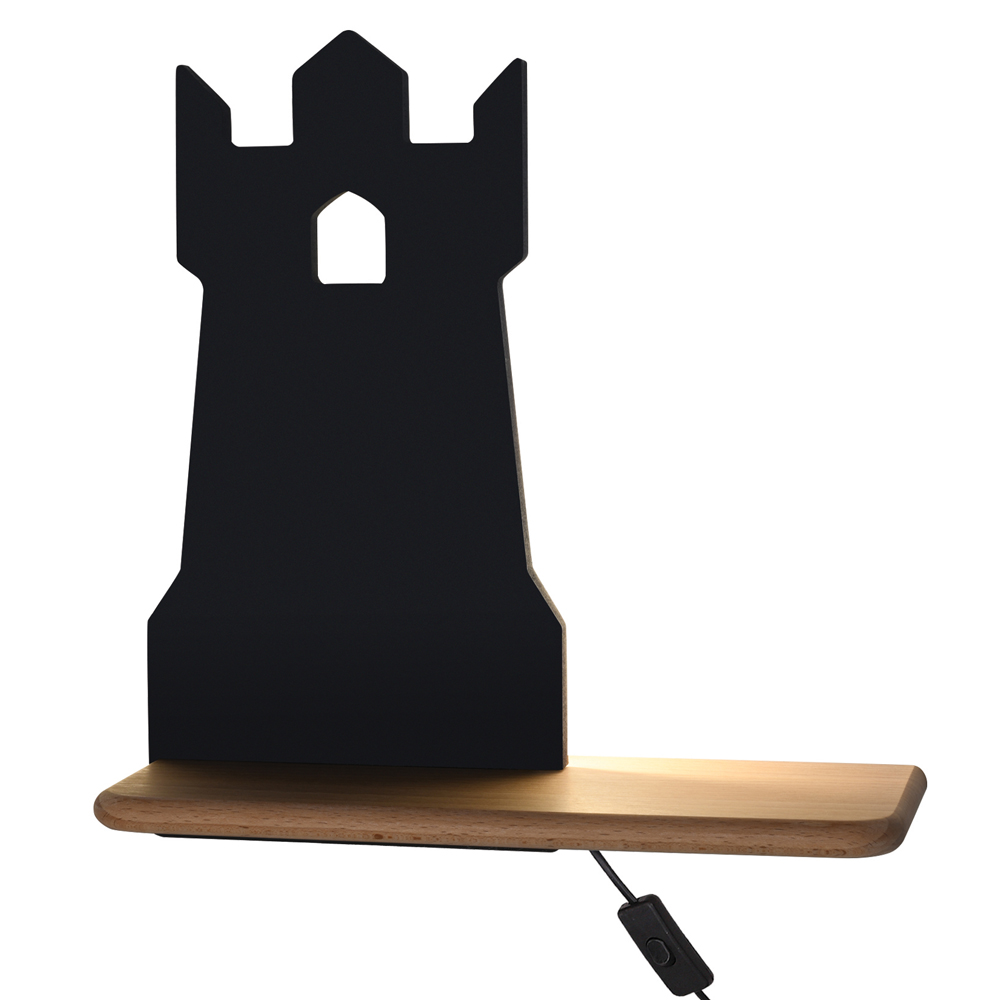 Kinkiet ścienny do pokoju dziecięcego Dreamie wieża z przewodem czarny - zdjęcie 1