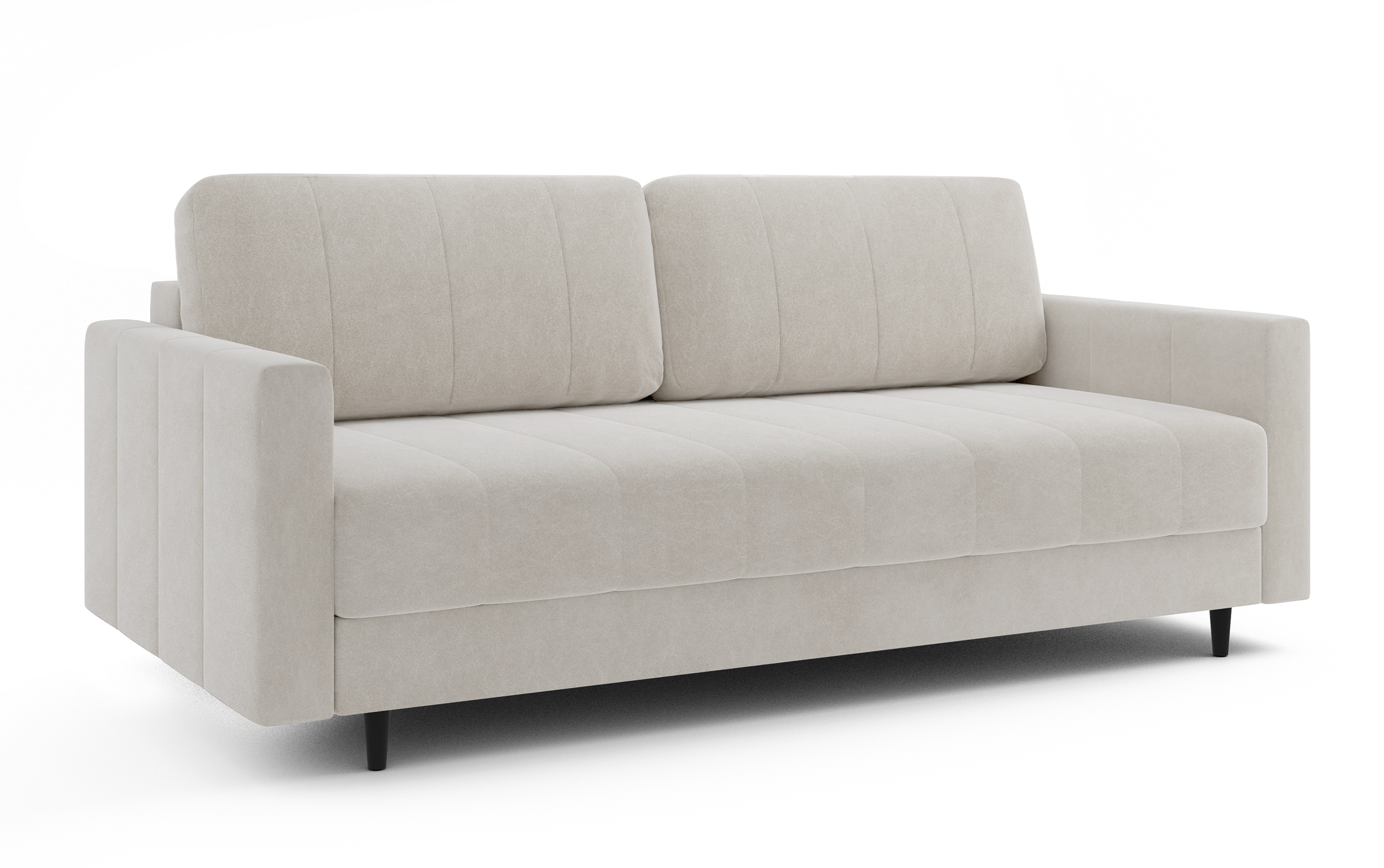 Kanapa rozkładana trzyosobowa Ambon z pojemnikiem kremowa welur łatwoczyszczący - zdjęcie 1