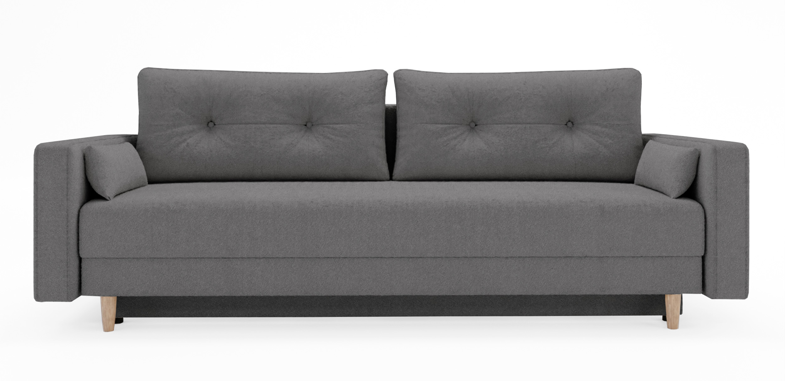 Kanapa rozkładana trzyosobowa Pollenso z pojemnikiem ciemnoszary boucle - zdjęcie 1