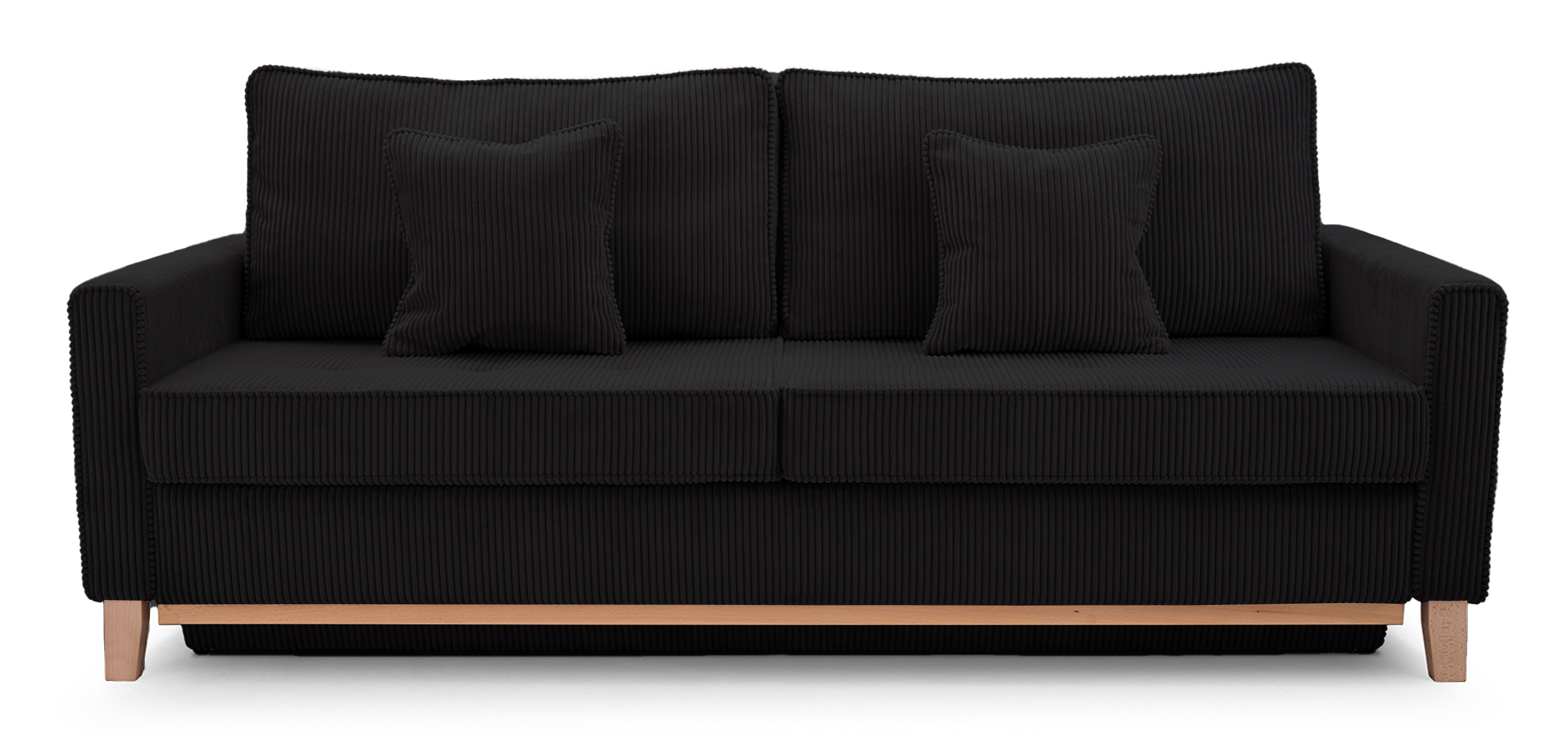 Kanapa rozkładana trzyosobowa Caldiero z pojemnikiem czarna sztruks - zdjęcie 1