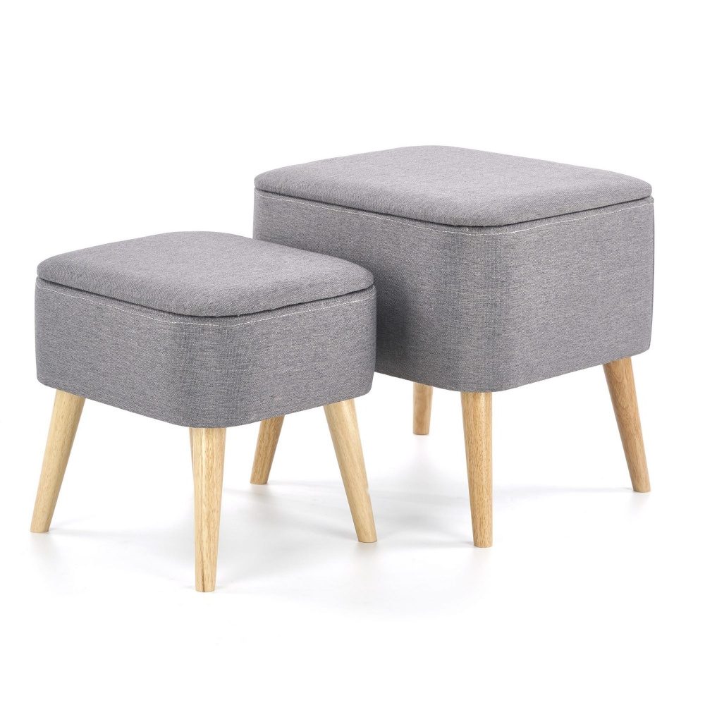 Zestaw dwóch puf Jeff popielate - zdjęcie 1