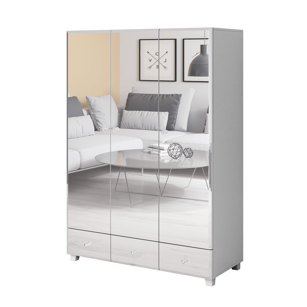 Szafa Bellagio trzydrzwiowa z lustrem szara - zdjęcie 1