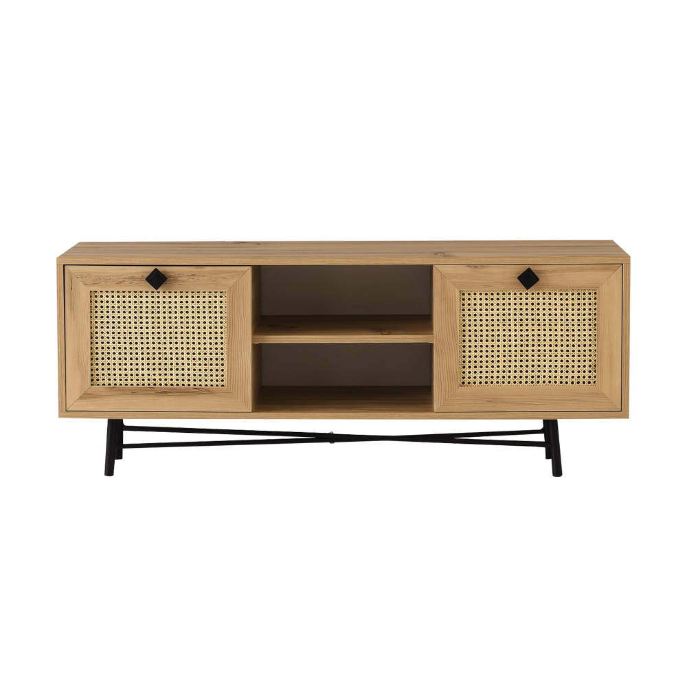 Szafka RTV Begeri z rattanowymi frontami 140 cm - zdjęcie 1