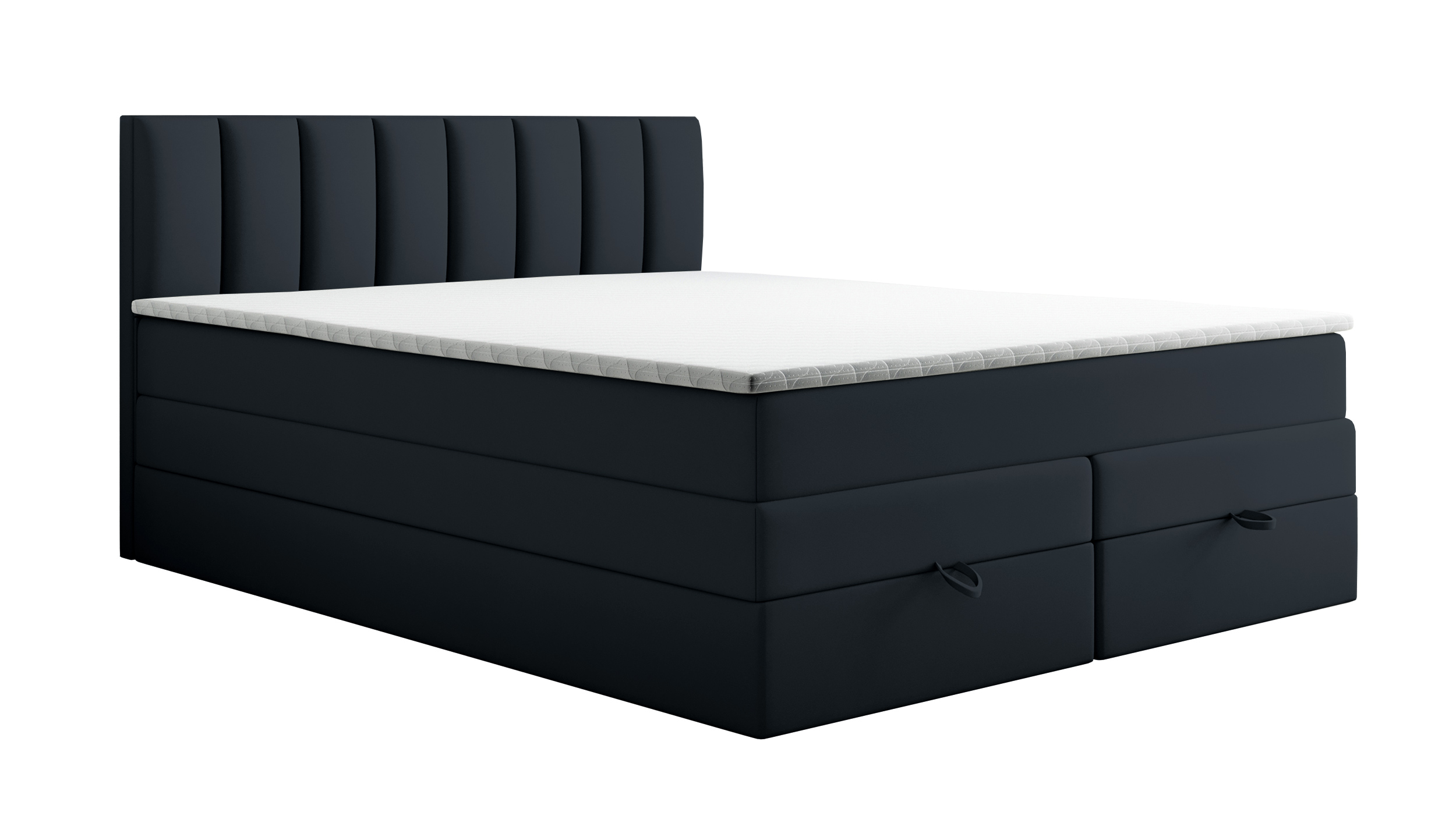 Łóżko kontynentalne 160x200 cm Resoluto z pojemnikami materacami bonellowymi i kieszeniowym grafitowe welur hydrofobowy - zdjęcie 1