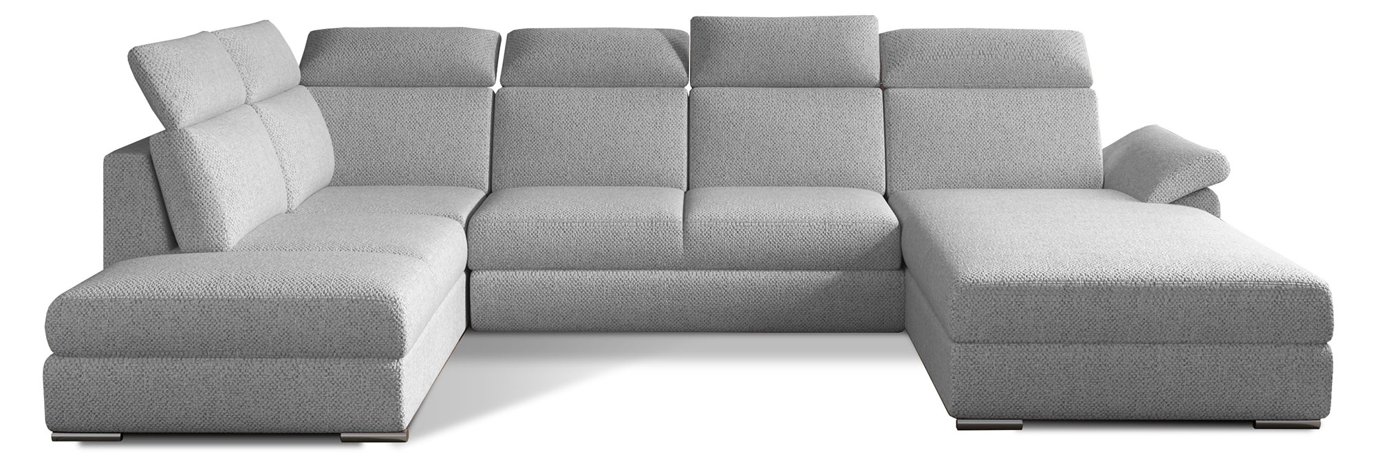 Narożnik z funkcją spania Rablisa U-kształtny z pojemnikiem szary plecionka prawostronny - zdjęcie 1