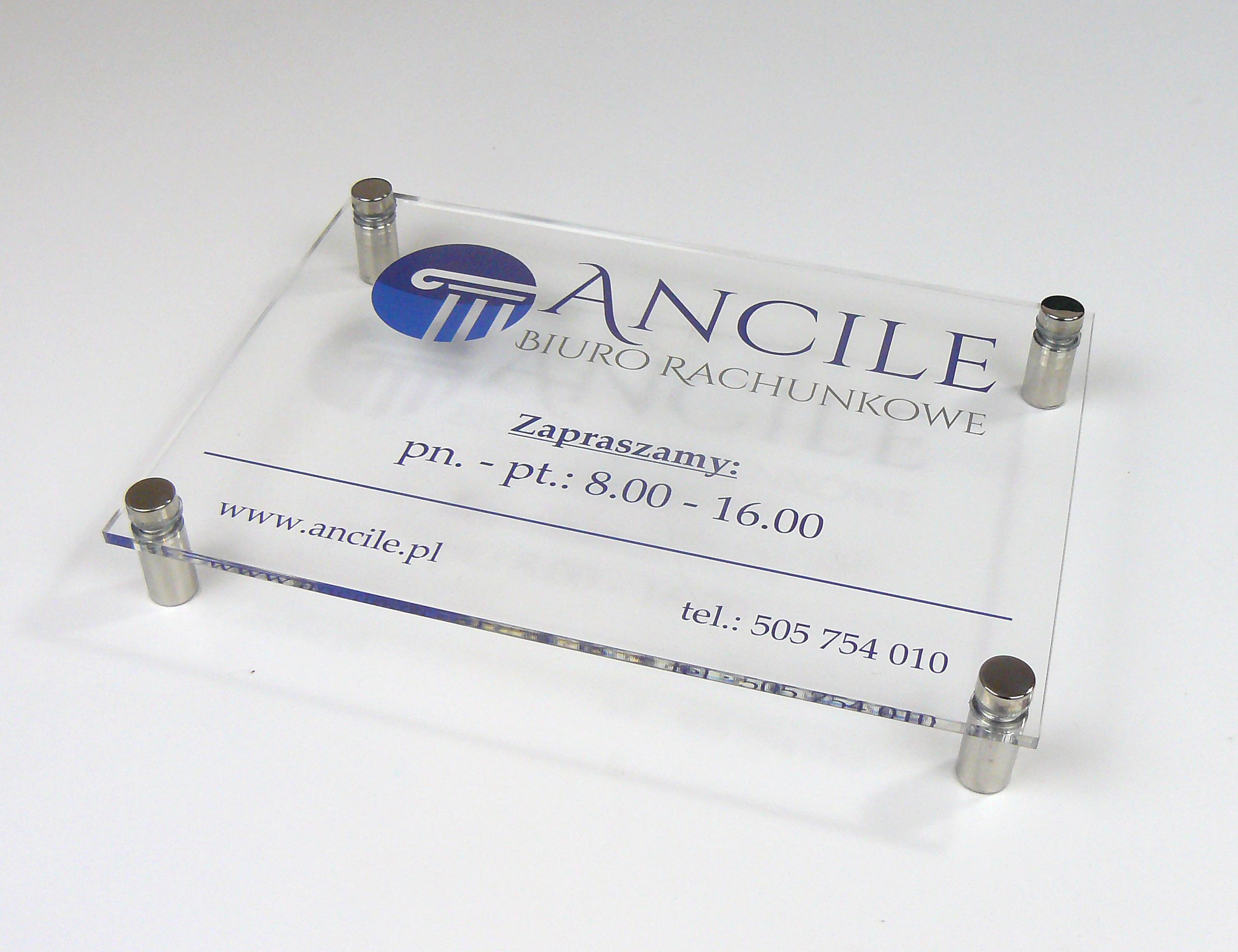 tabliczka szyld z plexi firmowa informacyjna z nadrukiem UV format A4