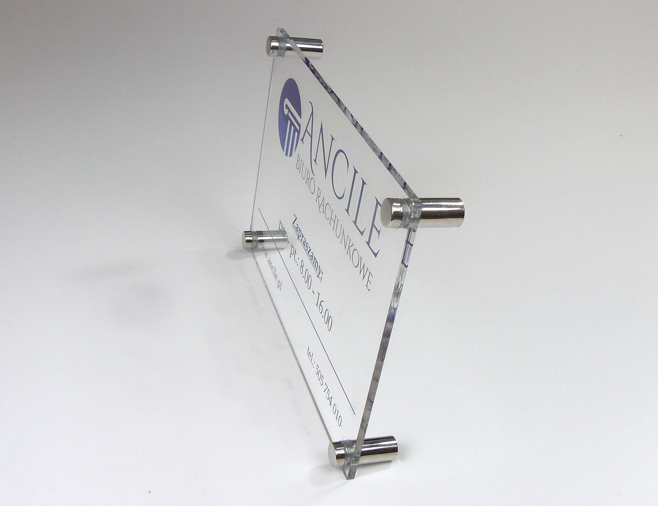 tabliczka szyld z plexi firmowa informacyjna z nadrukiem UV format A4