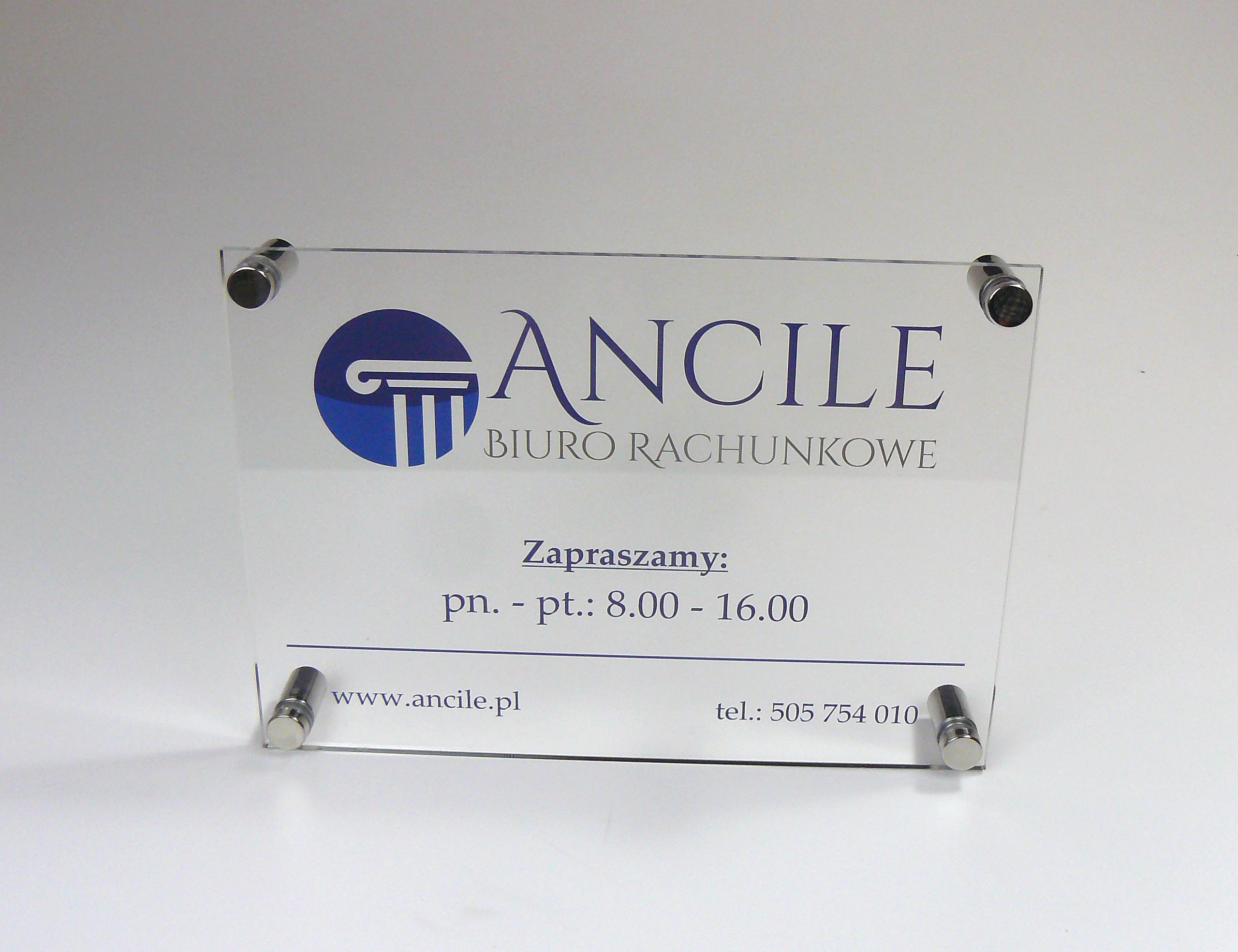 tabliczka szyld z plexi firmowa informacyjna z nadrukiem UV format A4